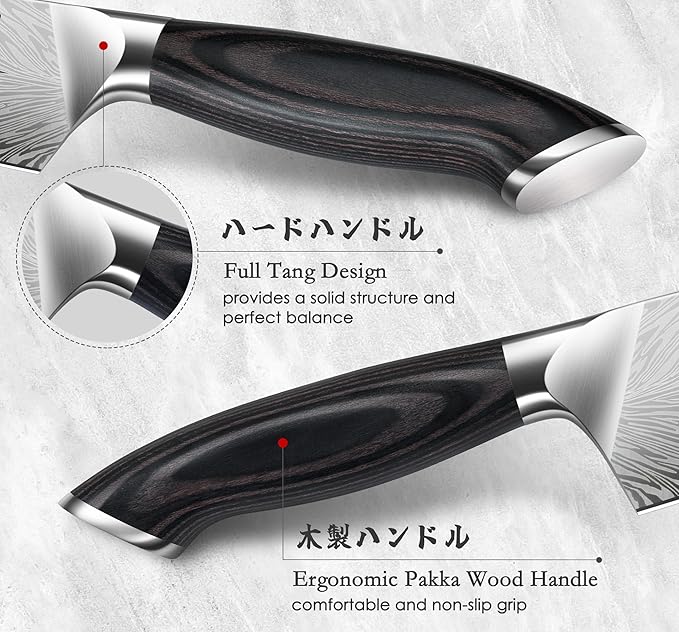 5PCS Knife Set, Kitchen Knife Sets in Powder Steel | Ultra Sharp Japanese Knives Set High Carbon Steel Chef Knives Sets, Cooking Knives Set with Ergonomic Pakkawood Handle