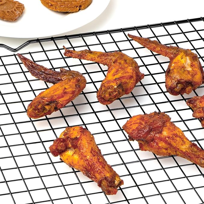 Cooling Rack for Cooking and Baking, 16" x 10" Wire Rack, Black | Thick Wire Rack, Oven & Dishwasher Safe, for Roasting, Grilling, Drying, Fits Half Sheet Pan