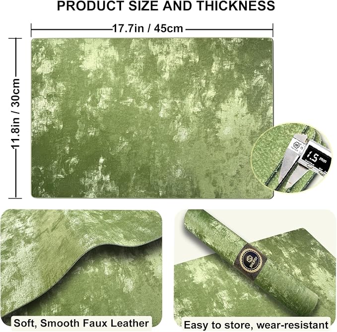 Faux Leather Placemats Set of 6, 11.8"x17.7", Forest Green | Reversible Table Mats, Waterproof, Stain & Heat Resistant, Easy Clean for Dining, Gatherings, Outdoor
