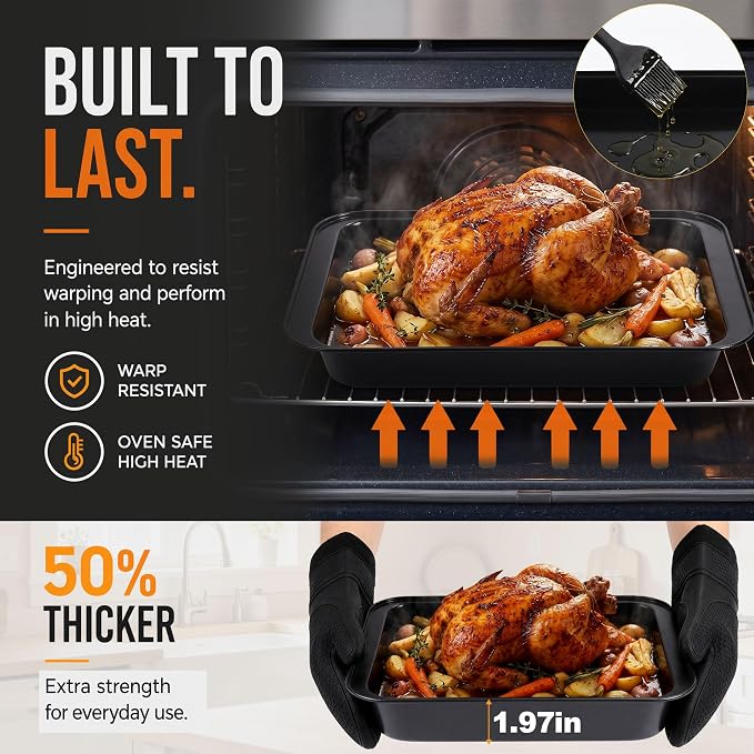 Nonstick Carbon Steel Bakeware Set – Stackable Baking Pans with Cookie Sheet, Muffin Pan, Loaf Pan, Cake Pan & Roasting Pan, Oven Safe to 450°F, (10)