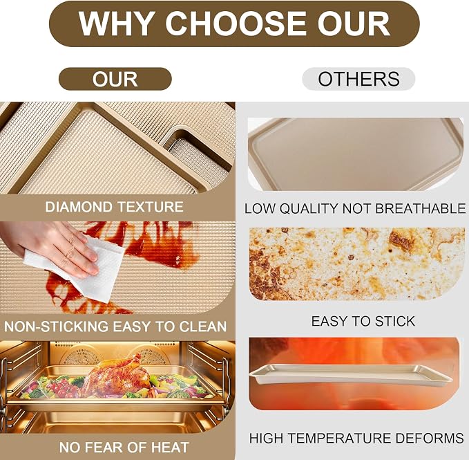 13'' Quarter Sheet Baking Pan Set of 2 | Commercial Quality Baking Sheet Pan | Nonstick Cookie Sheets for Baking Supplies | No Rust & No Toxic Carbon Steel Heavy Duty Baking Tray for Oven