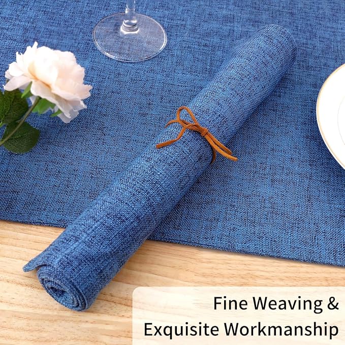 Homaxy Cloths Placemats for Dining Table Set of 4, 13" x 18", Blue | Heat Resistant, Washable, Cotton Linen Blend Table Mats, Easy to Clean Place Mats, Indoor Outdoor