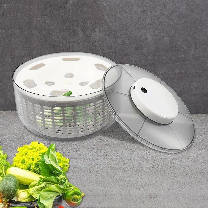 Electric Salad Spinner, Vegetables Washer Dryer, 6L Large Capacity Fruit Vegetable Strainer Spinner, for Crisp Greens and Veggies, for Home Kitchen