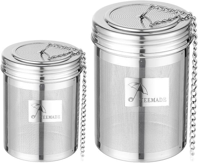 2 Pack Tea Infuser,Extra Fine Mesh Holes Tea Ball Strainers with Threaded Connection,304 Stainless Steel Cooking Filters,Easier to Brew Loose Leaf Tea, Spices,Seasonings,Soup Etc (1M + 1L)