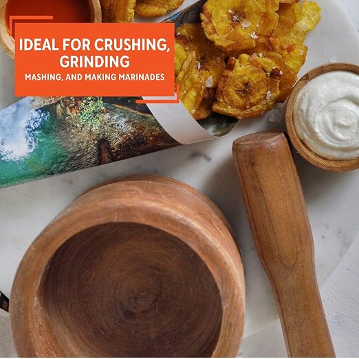 IMUSA USA LIS-005W Jumbo Mortar with Pestle, Wood | Versatile for Garlic and More
