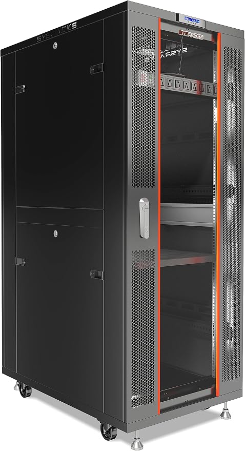 37U Home Server Rack Cabinet – 19" Floor Standing Network Rack, 32" Deep Homelab Rack with Locking Glass Door, Cooling Fans, PDU & Shelf for NAS, Router, Switch and AV Equipment