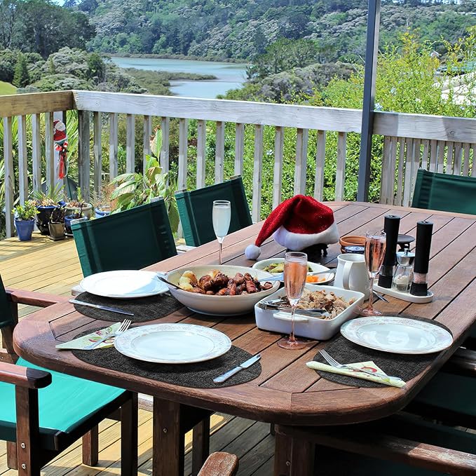 Placemats for Dining Table Set of 4 Non-Slip, Heat Resistant Oval Leather Placemat Double Layer, Waterproof Table Mats Easy to Clean for Kitchen Dining Room Coffee Office Table, Charcoal