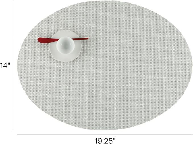 Chilewich Mini Basketweave Placemats, Woven Oval Placemats Set of 4 | Reusable, Stain-Resistant, Indoor/Outdoor Tabletop Protection, Sandstone, 14" x 19.25"