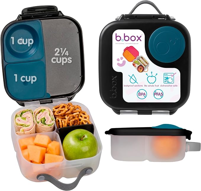 b.box Mini Lunch Box, Snack Containers for Kids, Lunch Box Kids, 4.25 Cup | Bento Box for Kids, Sanck Box, Lunch Containers, Leak Proof, Dishwasher Safe, BPA Free, PFAS Free, Ages 3+ — Night Vision
