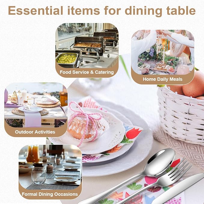 Lazycorner Silverware Set 40 Piece Stainless Steel Flatware Set Silverware Utensils for 8 People Includes Forks Knives Spoons & Salad Forks Dishwasher Safe for Home Restaurant or Outdoor Use