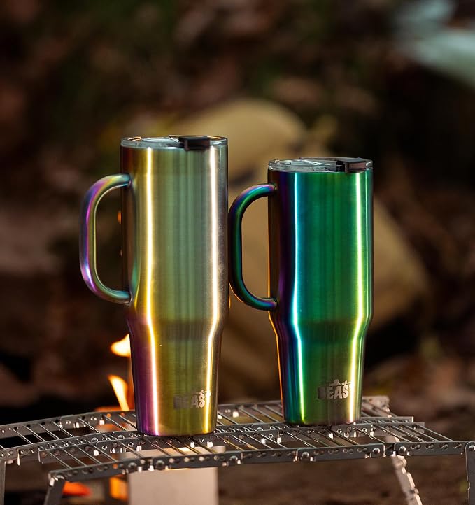 Beast 42 oz Tumbler with Handle Stainless Steel Vacuum Insulated Coffee Ice Cup Double Wall Travel Flask (Rainbow)