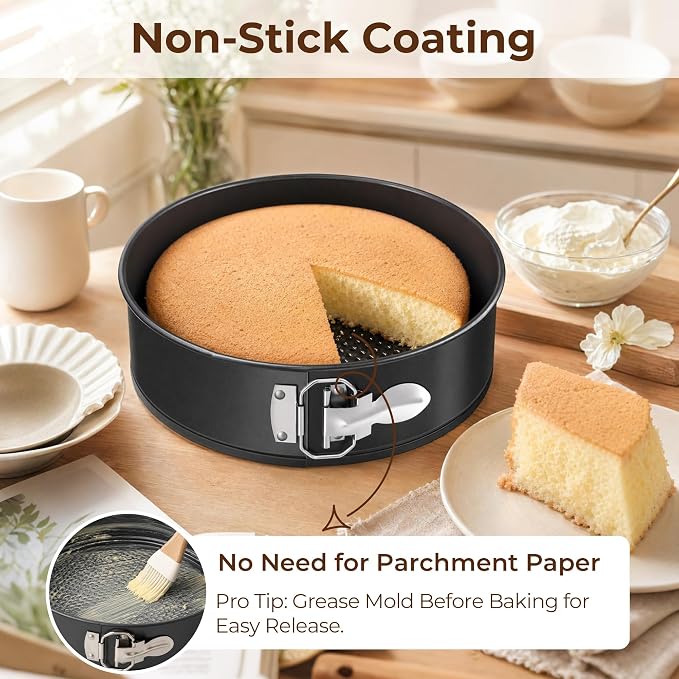 Springform Pan Set of 3 with Removable Bottom, 4+7+9 Inch | Nonstick, Leakproof, Easy Release, Cheesecake Pan for Baking