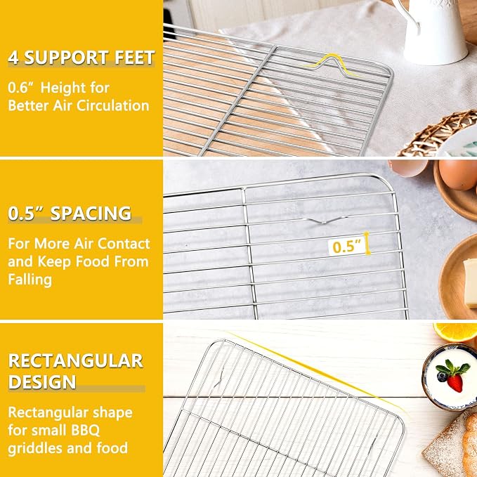 Leonyo 13" Rectangular Basting Cover with 11"x 9" Cooling Rack, Cheese Melting Dome & Wire Rack for Baking, Griddle Accessories with Steam Dome Lids for Oven, BBQ Flat Top Grill Cooking