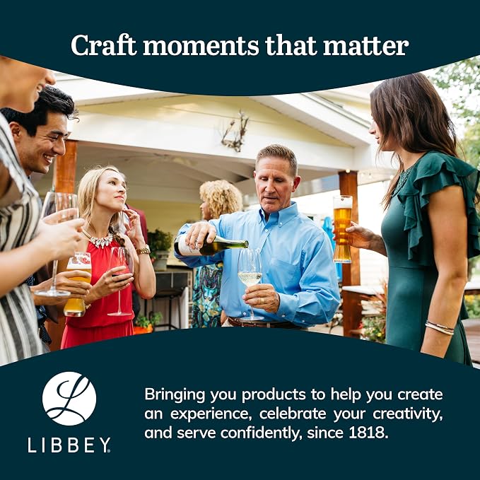 Libbey 228 Stemless Champagne Flutes Glass Set of 12, Elegant 8.5 Oz Flute Glasses for Champagne, Clear Fluted Glassware