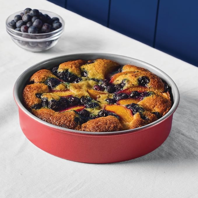 Farberware Disney Bake with Mickey Mouse Nonstick Baking Pan/Cake Pan, 8 Inch Round Non Stick Bakeware Pan - Red and Gray
