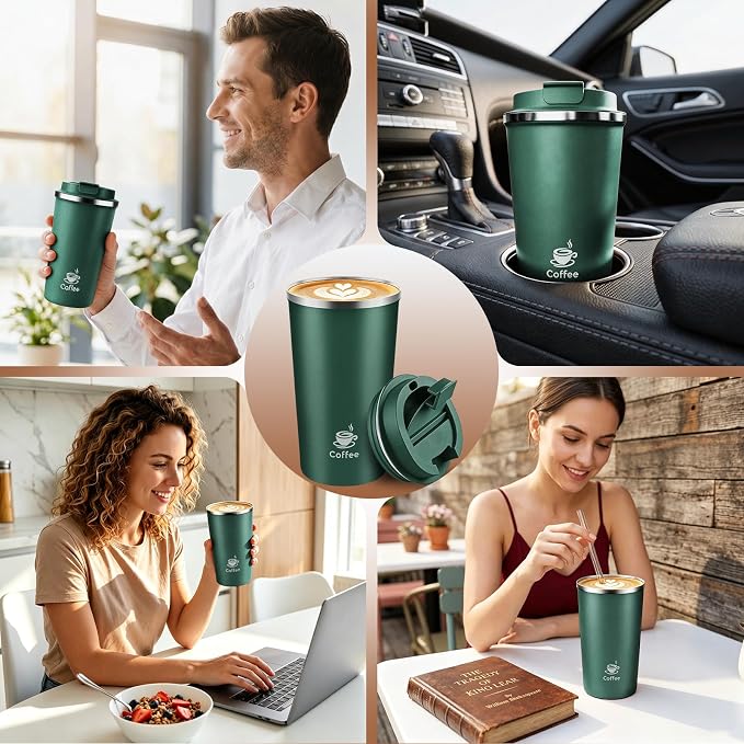 17oz Travel Coffee Mug ,Leakproof Vacuum Coffee Cup Insulated Tumbler | 304 Stainless Steel, Double-Wall Vacuum Insulated, Leakproof, Fits Hot & Cold Drinks Car Cup Holders, Travel, Office