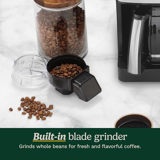 Cuisinart Coffee Maker, 2-in-1 Grinder/Brewer, Single Serve 8/10/12 oz | Grind & brew coffee machine with 12-cup glass carafe, drip-free spout, pod compatibility & 40-oz reservoir, SS-GB1