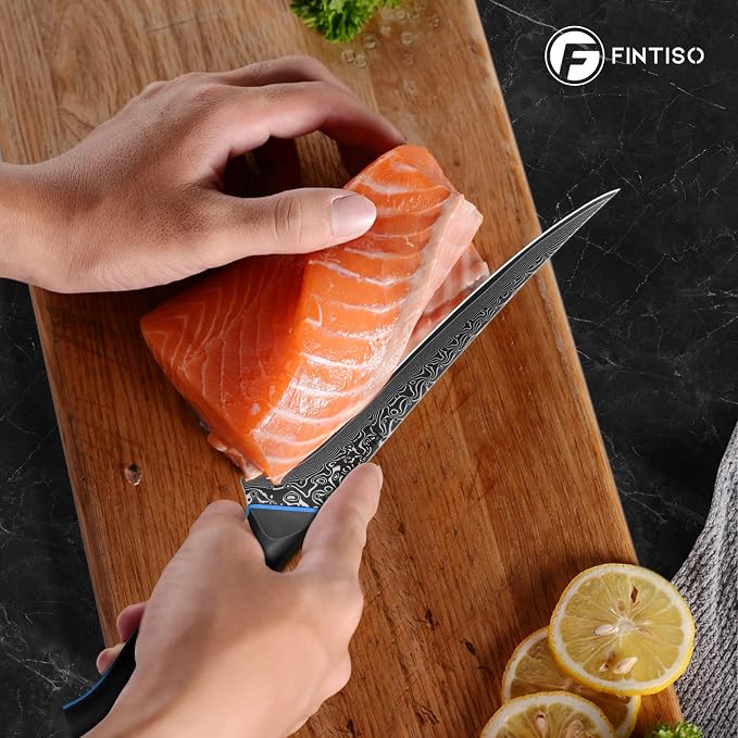Fillet Knife 7 Inch, 67-Layer Damascus Steel Boning Knife with G10 Handle | Damascus Filet Knife for Fish with Ergonomic Full-Tang Handle, Ultra Sharp Fish Fillet Knife for Slicing - Zeus Series