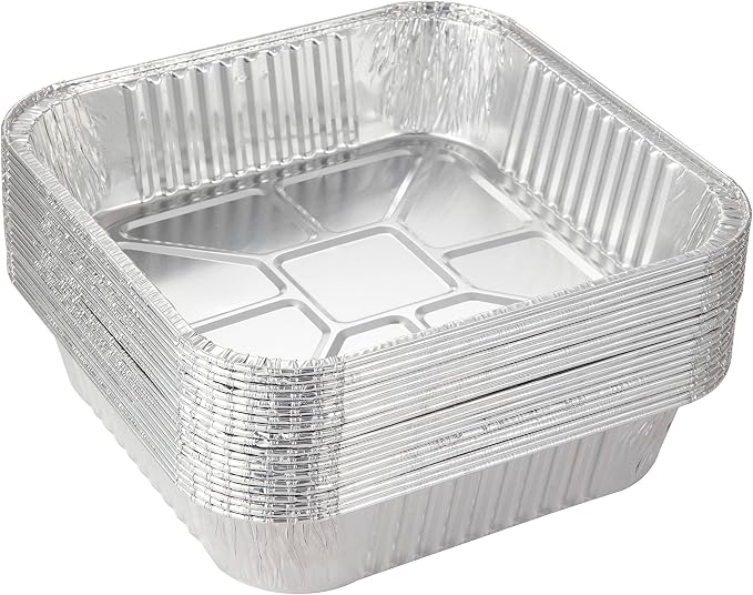 Waytiffer 25pack-8x8 Aluminum foil Pans Disposable Square baking Cake Pans | Heavy Duty 8x8 Baking Pan Disposable Foil Pans,Cooking Tins Homemade Breads Oven Pans,Foil Pan, Baking pan Roasting