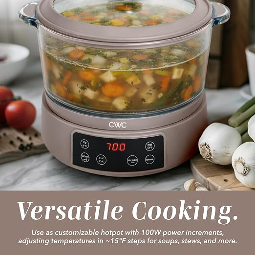 COOK WITH COLOR Glass Mini Low Carb Rice Cooker – Holds 2 Cups Raw/Makes 6 Cups Cooked with Auto Lift Filter Basket, Hotpot & Steamer for Rice, Grains, Digital Panel with Keep Warm, Goat/Mink