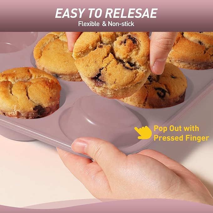 2 Pack 12 Cups Muffin Pan with Metal Reinforced Frame Regular Size Silicone Molds Cupcake Cake Baking Pans Cookie Baking Chocoflan Cupcake Mold Silicone Egg Bite Molds Baking Items Stuff