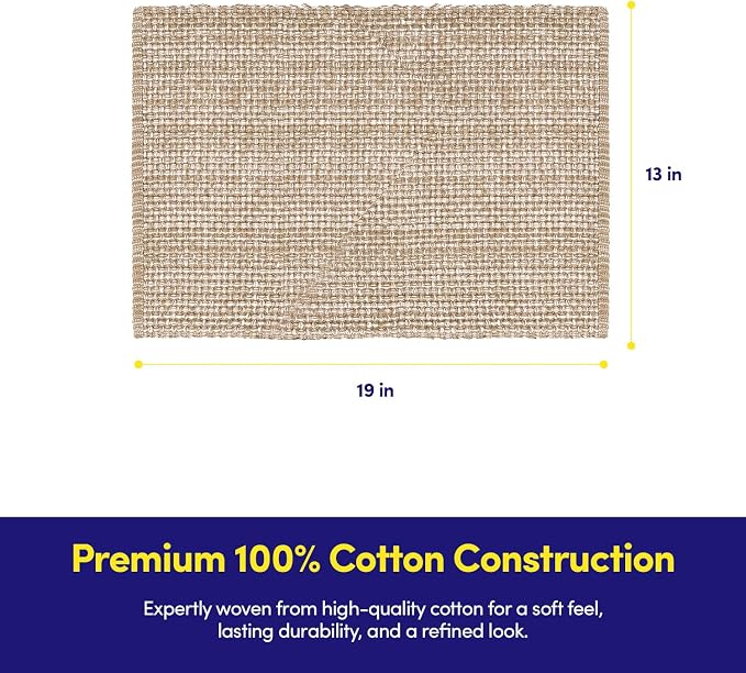 Sweet Home Collection 100% Cotton Placemats for Dining Room Rectangle Two Tone Woven Fabric 13" x 19" Soft Durable Table Mat Set, Set of 4, Taupe