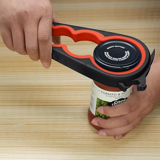 Jar & Bottle Opener with Gripper Pad for Weak Hands, Seniors with Arthritis | Multifunction Lid Opener & Kitchen Gadgets, Adjustable, Non-slip, Effortlessly Open Jar Lids Bottle Caps and Pull-tab Cans