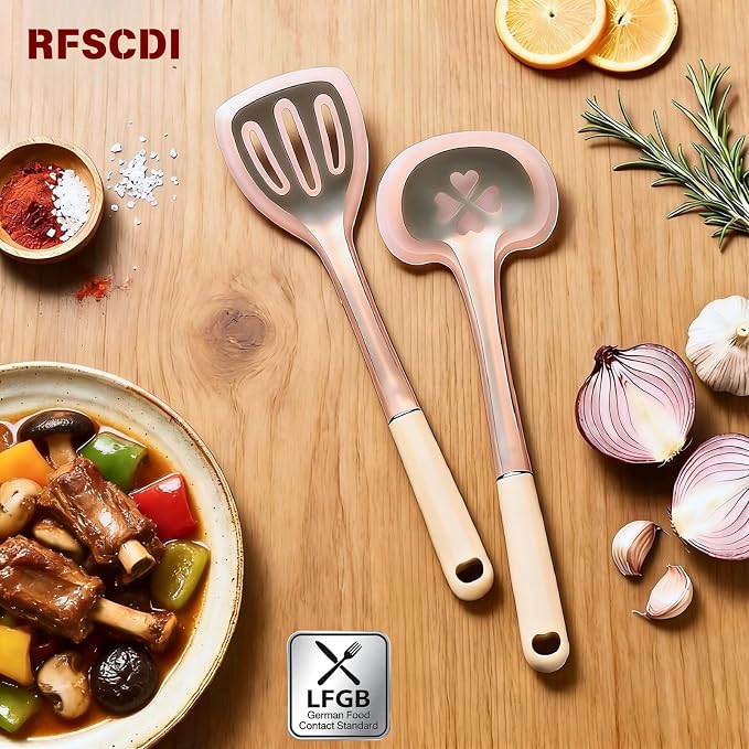 2-Piece Cooking Spatula Set - German standard Food-Grade Silicone with Steel Core, Heat Resistant Up to 500℉, Non-Stick Cooking Utensils for Kitchen with Ergonomic Non-Slip Handle (Pink)