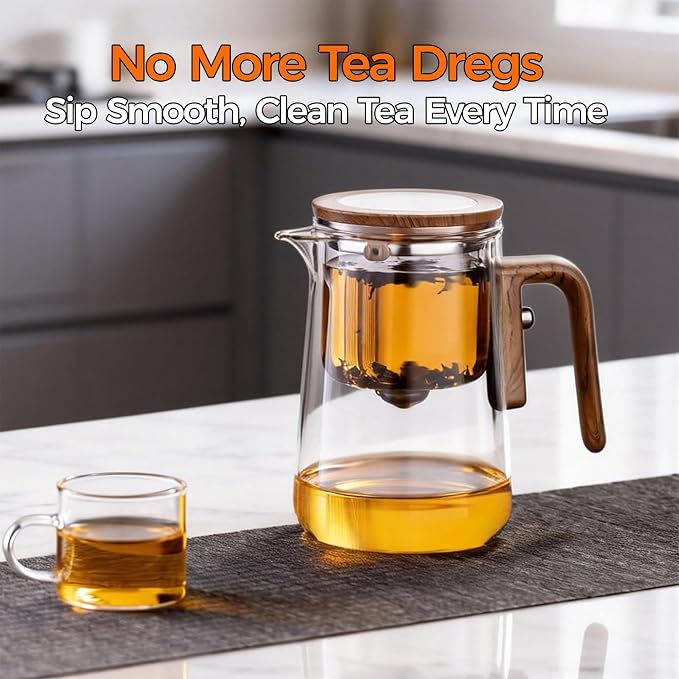 Enchanted Tea Pot, Magic Tea Pot for Loose Leaf Tea Steeper, Heat Resistant Borosilicate Glass Teapot with Tea Infuser, Ideal Gift for Tea Lovers - 27 oz (800 ml)