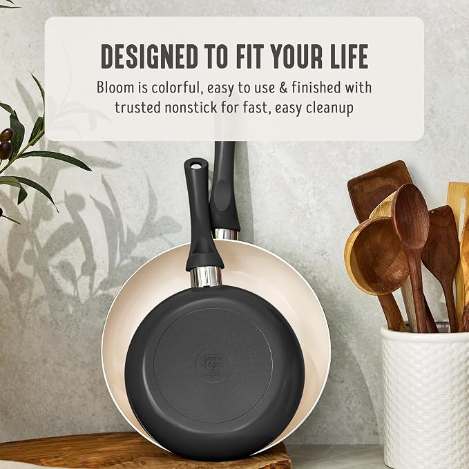GreenLife 2 Piece (8" & 10") Ceramic Nonstick Skillet Set, Graphite Black | PFAS-Free Nonstick Coating, Frying Pans, Omelet Pans, Everyday Pan, Induction Ready, All Stovetop Compatible, Dishwasher Safe