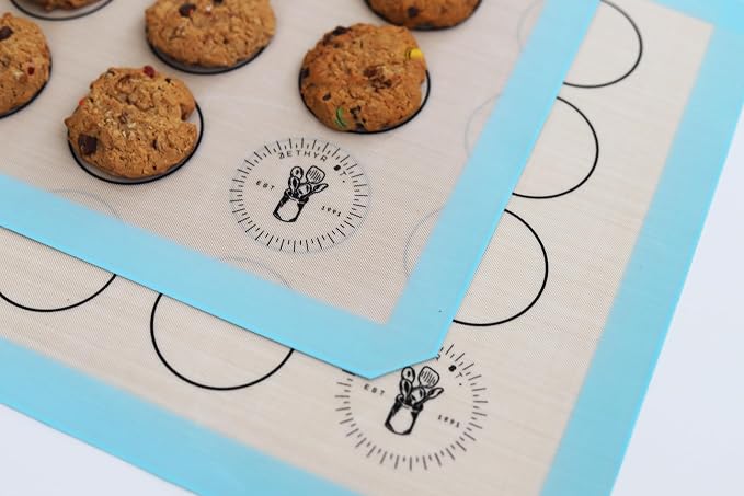 Macaron Baking Mat Silicone Non Stick, 3/4 Sheet Reusable Pack of 3 Blue | Non-Stick Macaron Mat for Easy Baking, Heat Resistant & Dishwasher Safe, Reusable & Eco-Friendly, For Cookies & More, 13x19”