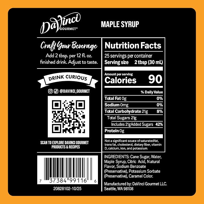 DaVinci Gourmet Maple Syrup, 25.4 Fluid Ounces (Pack of 1)