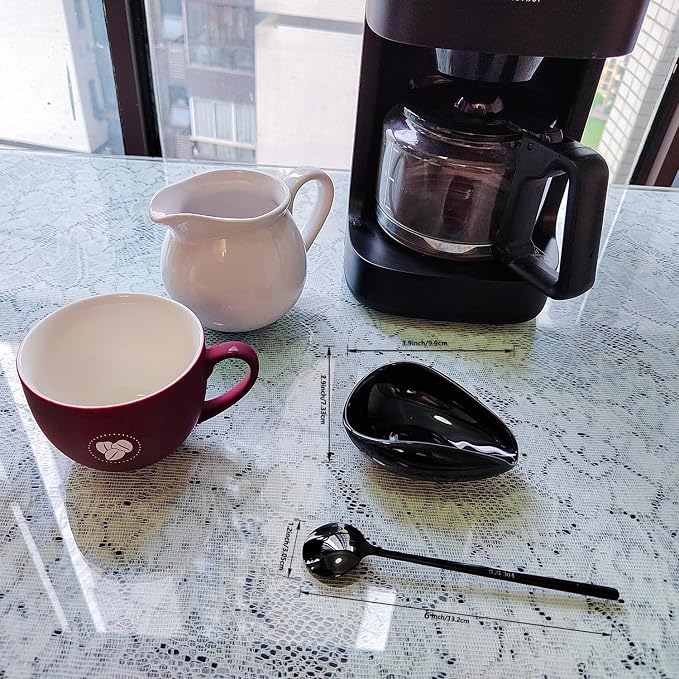 Mini Coffee Spoon Holder, Small Ceramic Spoon Rest for Coffee Stirrers, Teaspoon, Bar Spoon, Coffee Bar Accessories (Ture black+black Spoon)