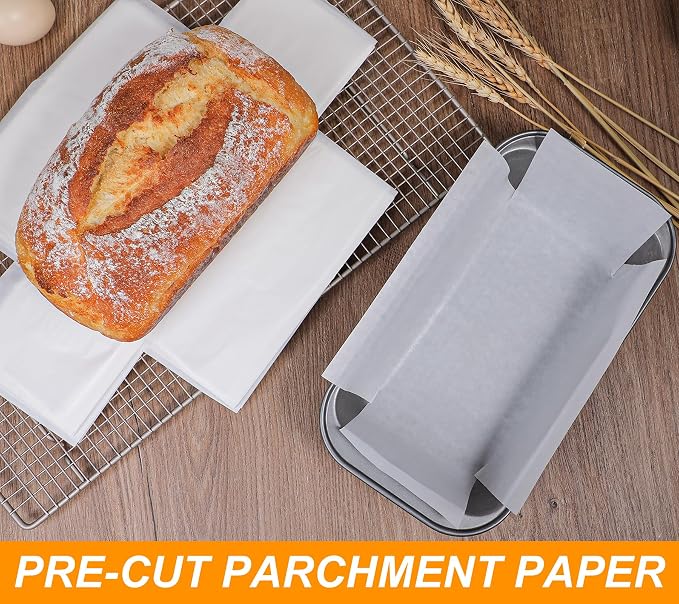 Webake Unbleached Parchment Paper Loaf Pan Liners for Baking Bread 9x5, 1lb 1.5lb 2lb, Original Precut, Non Toxic Baking Paper 100Pcs