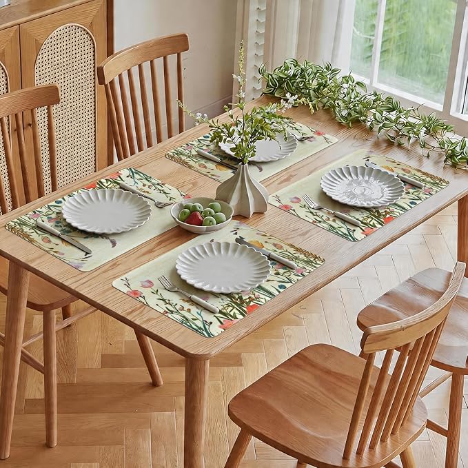 Vinyl Placemats Set of 8-12x17 Inch - Heat Resistant Washable Place Mats Waterproof Non-Slip Wipeable Table Mats for Dining Table Decor, Indoor/Outdoor Plastic Mat