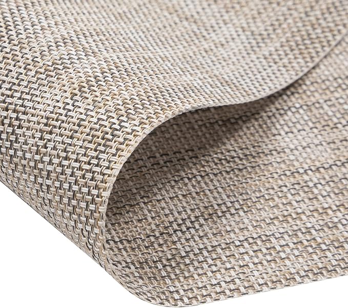 SHACOS Round Table Placemats Set of 7 Wedge Placemats with Centerpiece Round Mats Heat Resistant Washable (7, Beige White Black)