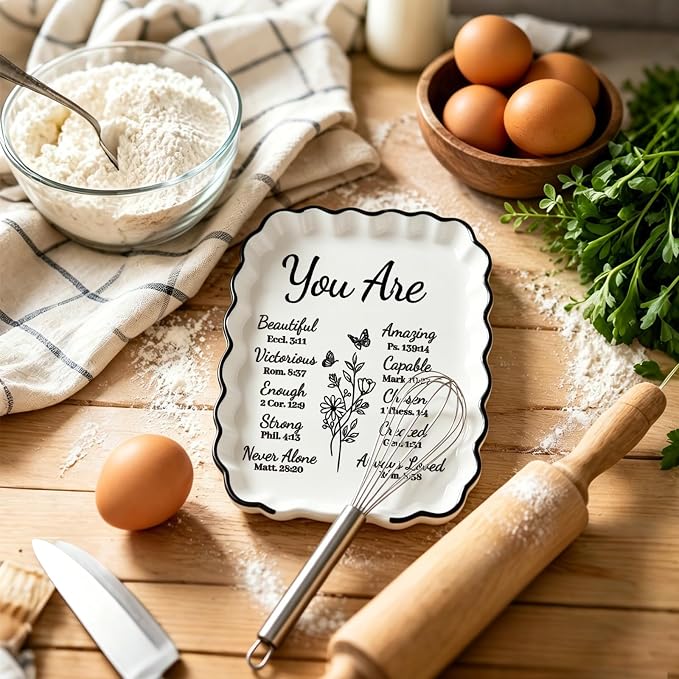 Inspirational Christian Religious Gifts for Women Mom Wife, Spoon Rest | Ceramic Spoon Rest for Stove Top, Spoon Holder for Kitchen Counter Cooking Utensil Rest, Bible Verse Farmhouse Kitchen Decor