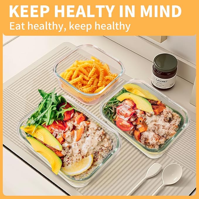 Skroam 30 Pcs Glass Meal Prep Containers, Food Storage Containers with Lids | Lunch Containers, Microwave, Oven, Freezer and Dishwasher Safe, Borosilicate Glass, Airtight & Leakproof, Organize with Ease