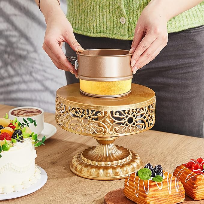 12 Pcs 4 Inch Springform Pan for Baking Mini Cheesecake Pans with Removable Bottom Nonstick Leakproof Round Cake Mold Spring Form Molds for Mini Cheesecake Pizza and Quiches (Gold)