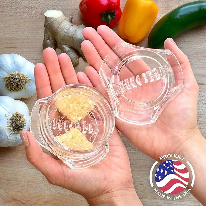 Garlic Twister 4th Gen – Garlic Mincer & Garlic Press in One, for Ginger, Herbs, Nuts & more, BPA-Free, Dishwasher Safe, 3–5 Clove Capacity - Purple