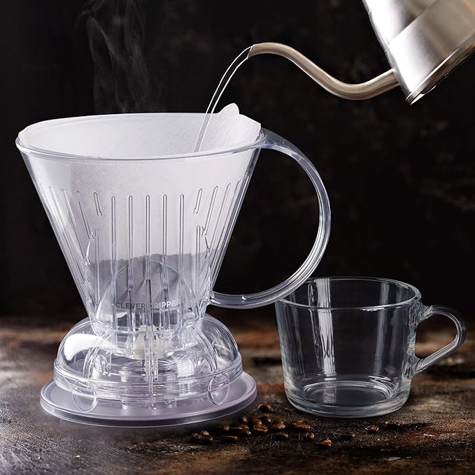 Clever Coffee Dripper | Large 18 oz | Clear | BPA-Free | 100 Filters