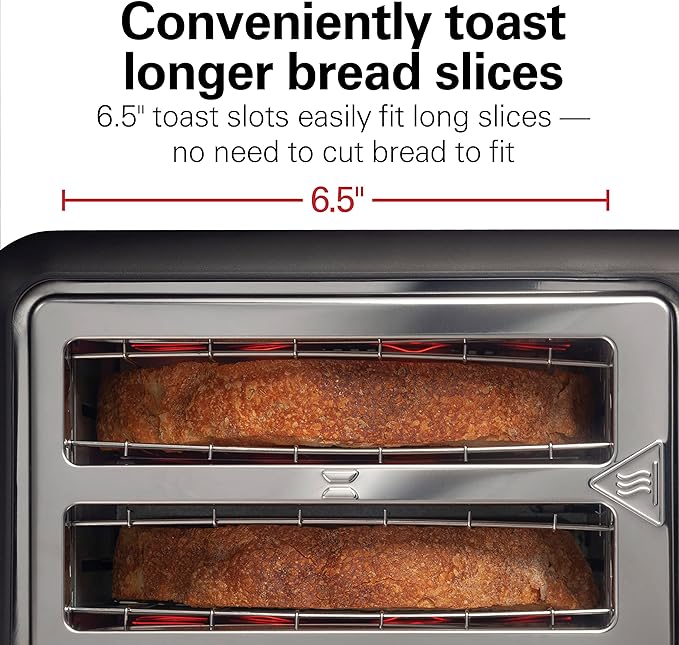 Hamilton Beach Gourmet 2 Slice Slot Toaster with Sure-Toast Technology | Browning Control With 7 Shades | Auto Shutoff | Toast Boost | Extra-Wide Slots | Bagel Setting | Matte Black | 22996