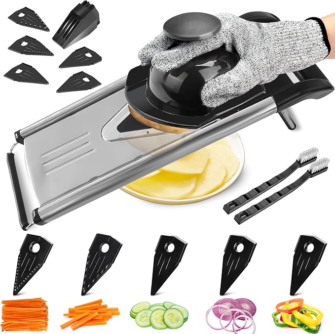 mandoline slicer, mandoline slicer for kitchen,Stainless Steel mandolin slicer,Vegetable Slicer,mandoline food slicer,slicer vegetable cutter,Cut-Resistant Gloves，