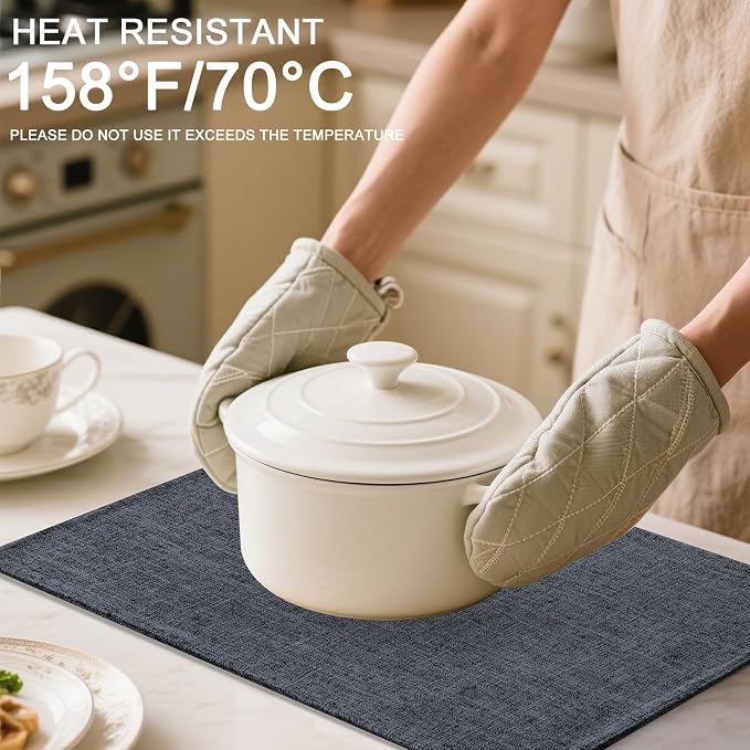 Homaxy Cloths Placemats for Dining Table Set of 8, 13" x 19", Charcoal Gray | Heat Resistant, Washable, Cotton Linen Blend Table Mats, Easy to Clean Place Mats, Indoor Outdoor