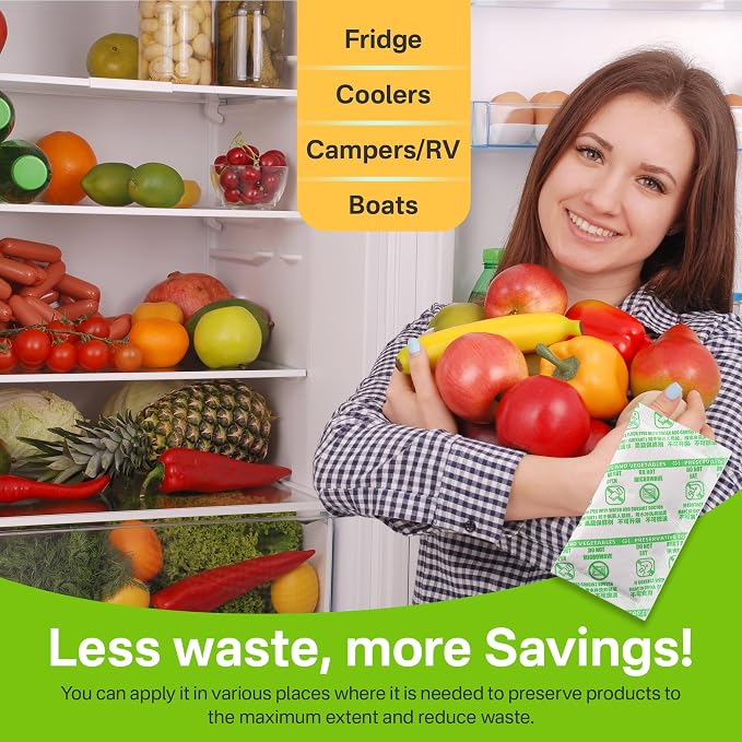 16 Pack Produce Saver Refill Kit, Ethylene Gas Absorber Refills, Green | Ethylene Gas Absorber Refills for Produce Keeper and Crisper Inserts, Fridge Keep Fresh, Fruits & Vegetables Storage
