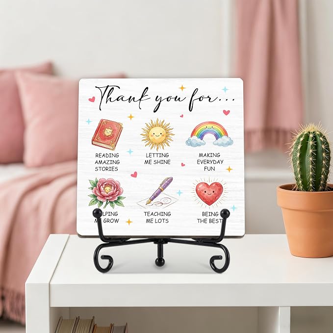 Teacher Appreciation Gifts for Women Men | 5" Wooden Plaque Sign for Mentor Teacher Gifts | Best Teachers Day Gift from Student Desk for Home Office Decor - A09