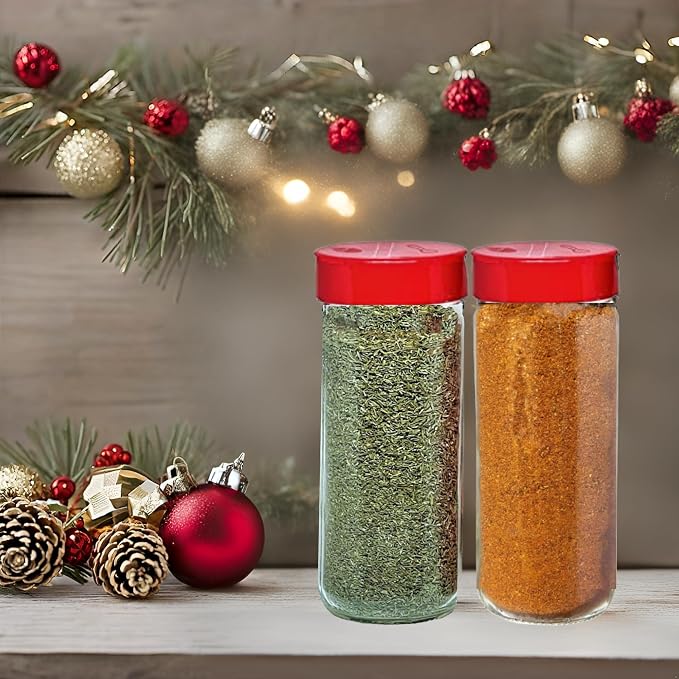 Premium Glass Spice Shakers - 16 oz Versatile Seasoning and Spice Dispenser with Sifting Lids for Popcorn, Cheese, Cinnamon, and Salt, Made in USA