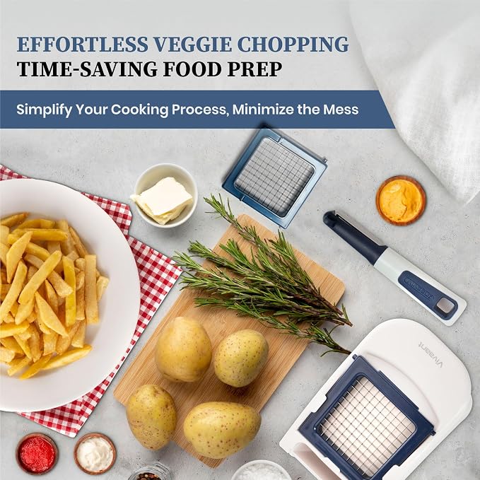 Vivaant Mini Food Chopper and Onion Dicer, Small Hand Held Vegetable Cutter | Manual Vegetable Chopper for Kitchen, Stainless Steel Blades, BPA Free & Dishwasher Safe, 3 Inch Compact Size Fits Any Drawer