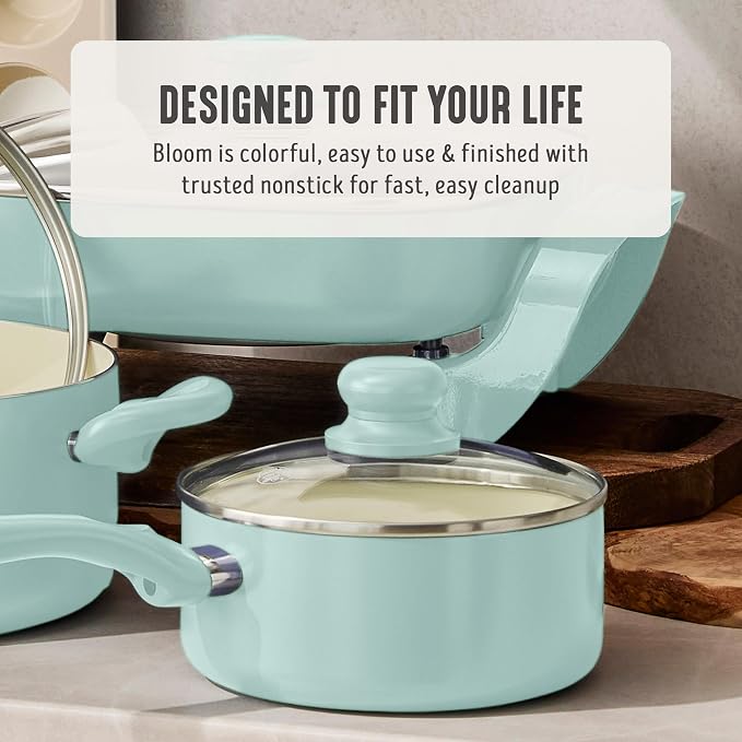 GreenLife 2QT Ceramic Nonstick Saucepan with Lid, Mint Green | PFAS-Free Ceramic Nonstick Coating, Soup Pot, Induction Ready, All Stovetop Compatible, Stay-Cool Handles, Dishwasher Safe