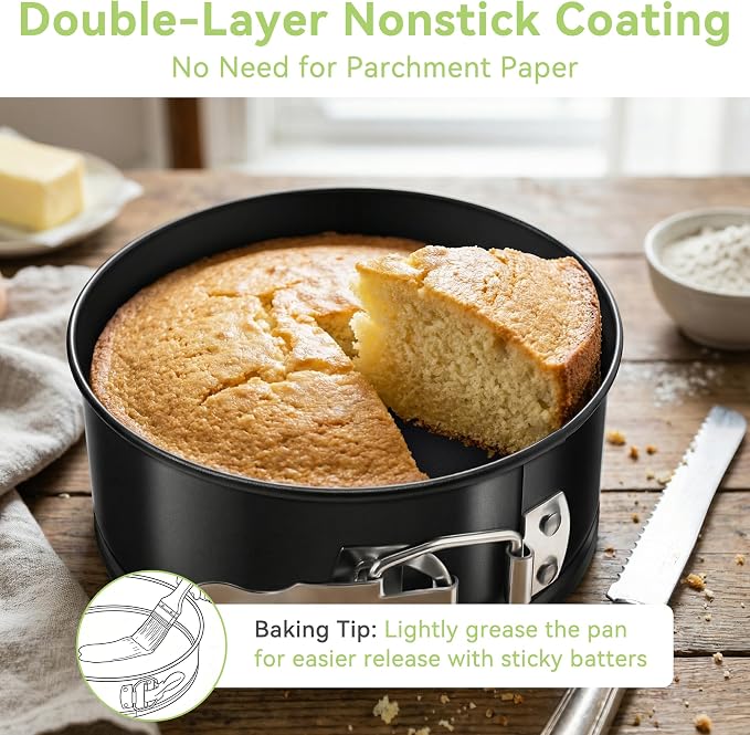 USLAl 4 Inch Springform Pan, Nonstick | Removable Bottom for Easy Release & Cleanup, Round Cheesecake Pan for Baking Cakes, Pies and Quiches